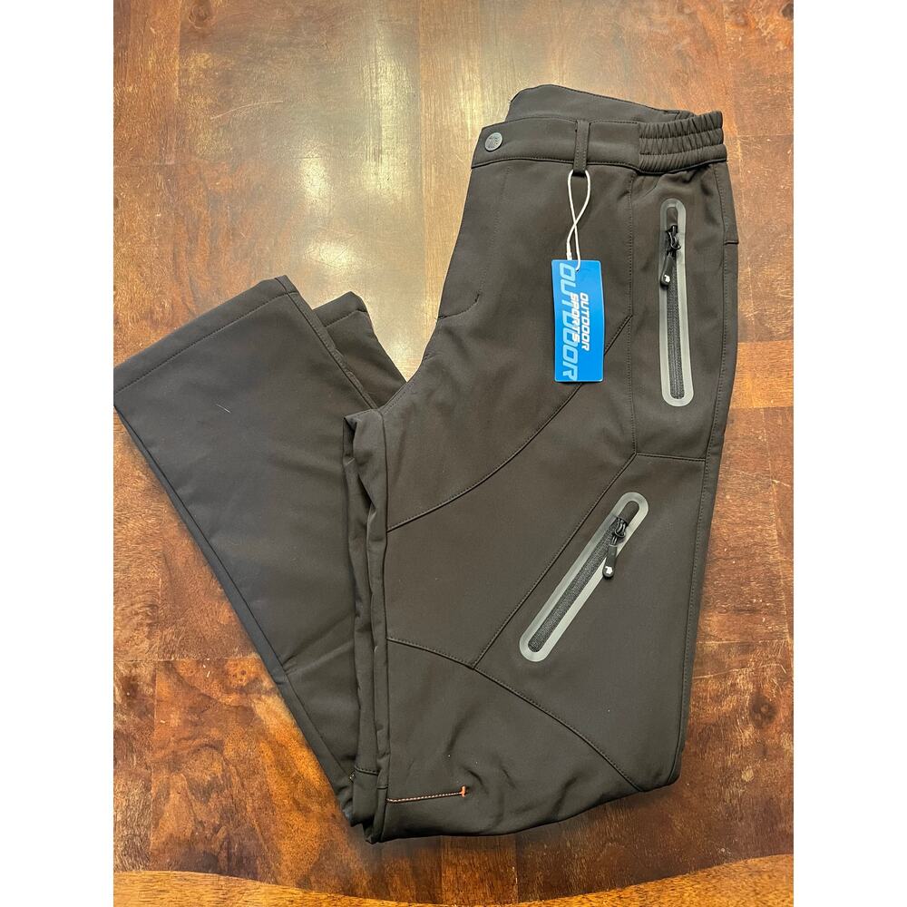 Men’s Outdoor Sports Black Softshell Ski Snow Pants Size M NWT Zip Pockets